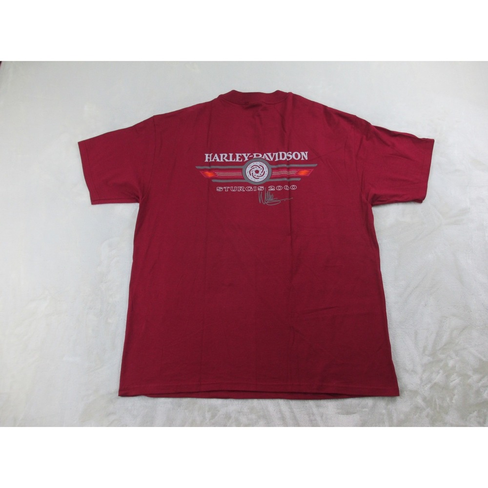 VINTAGE Harley Davidson Shirt Mens Extra Large Red Sturgis Motorcycle Rider 00s*